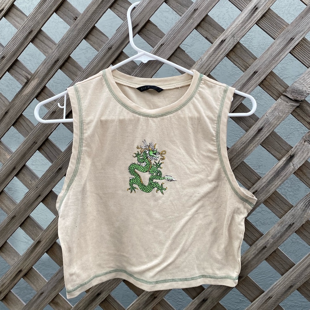 SHEIN | Cream Dragon Tank Top